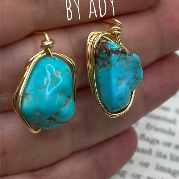 Alquimia Gold and Blue Earrings Elegant Jewelry - Picture 2 of 2